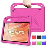 Doo Fi-re HD 10 ケース 2023年型 第13世代 Fi-re HD 10 Plus カバー Fi-re HD 10 Plus/HD 10 2023 タブレットケース 子供用 軽量 無毒 EVAエコ素材 衝撃吸収ケース Fi-re HD 10 ポータブル式 カバー スタンド機能 ハンドル付き 耐衝撃 傷つけ防止 全面保護 片手持ち（ローズレッド）