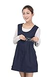 電磁波防止服 99.9％の遮断率 マタニティ 妊婦 NUOBAOKANG 格安 電磁波カットエプロン 水玉のリボン 可愛いデザイン ネイビー (L)