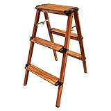 UP STORE 木目調 折りたたみ 脚立 アルミ製 ステップ 軽量 スツール 室内 ガーデン 兼用 おしゃれな木目調 踏み台 (3段)