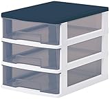 サンコープラスチック 収納引き出し ストッキー SA-403 A4タイプ ダークブルー 約幅26.4×奥行34.9×高さ28.1cm 451859