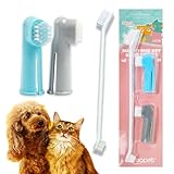 UMAKER 犬 歯磨き 指サック 歯ブラシ 小型犬 犬用歯ブラシ 猫 猫歯磨き 犬歯磨き 犬の歯ブラシ 3点セット, ホワイト