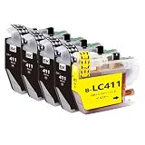 LC411 brother用互換インクカートリッジブラザー用LC411BKブラック4本 LC411Yイエロー1本 合計5本 対応機種：DCP-J526N/J528N/J914N/J915N/J926N-W/J926N-W/B /J928N-B/J1800N/ MFC-J904N/J905N/J739DN/DWN /J939DN/DWN