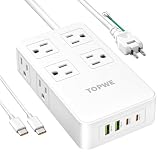 TOPWE 電源タップ USB-C type-c PD 100W 2m延長コード 急速充電対応【2USB-Cポート・２USB-A ポート・8ACコンセント・PSE技術基準】 USB コンセント テーブルタップ タイプc USB C-C ケーブル付き AC2400W出力 ノートＰＣ MacBook iPad iPhone Xperia Galaxyなど対応 (ホワイト)