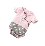 CHOUeTTe ベビー服 ロンパース 新生児～2歳半まで 前開き 半袖 リボン 水玉 綿100% 可愛い 出産祝い 誕生日プレゼントにもどうぞ サイズ多数 オリジナルタオル付き (90cm～30か月