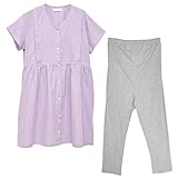 アビックス マミールナ 授乳口付きマタニティパジャマ(半袖) M-L パープル ダブルガーゼ・スムース 387534