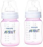 Avent Classic+ 2 feeding bottles 260ml - pink