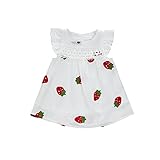 Feidoog ベビー 女の子 子供服 ベビー服 涼しい ベビーワンピース 夏 可愛い　キッズ服 オシャレ 結婚式 入園式 おでかけ 綿 ストロベリー100cm
