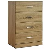 タンスのゲン 幅60-4段 スライドレール付 木製 チェスト ニューナポリ 背面化粧 収納家具 タンス オーク色 68010001 02