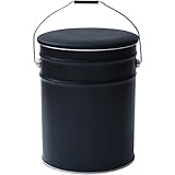 山善(YAMAZEN) スツール 収納付き ペール缶タイプ 取っ手付き ブラック CS-31(ABK)