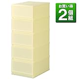 《2個セット》 収納ケース PLUST MILKY（プラスト ミルキー）FR3405 ５段 幅34×奥行45×高さ93.8cm (イエロー(Y))