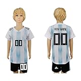 wision 2018ロシアワールドカップアルゼンチンNational # 00 Kid Home Soccer Jersey (ブルー/ホワイト) 4-5Years/XXS ブルー