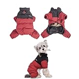 YYKSYDPT 犬の服冬用ダウン防水 中綿入りジャケット 暖かい 防風 防寒 犬の服冬用小型犬袖有り (レッド, M)