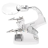 KKmoon スタンドルーペ 3X / 4.5X 溶接LED拡大鏡 卓上ルーペ 2 LED付き クリップタイプ 半田こて台 精密作業 修理用 (ホワイト)