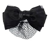 美人髪 リボン バレッタ(ネット付) サテンリボンに オーガンジー ブラック