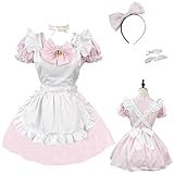 [AOTYP] メイド服 メイドコスプレ コンカフェ メイド ぬいぐるみ ショート丈 メイドコスチューム ハロウィン仮装 レディース セット 一式 こすぷれ イベント パーティー 大人 ハロウィン 学園祭 撮影 オタクダンス ピンク XL