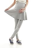 【AMAYA】 マタニティ フレア スカート 付き ストレッチ レギンス （ ウエスト調整ゴム 付き ） (XL, グレー)