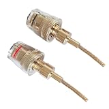 TVETE バナナプラグ 変換コネクター スピーカー端子 バナナプラグ 変換 【2個入り 赤+黒】 4mm メス バナナプラグ端子 編組ワイヤー クリスタルターミナル ソフトホイップ バナナソケット バナナ端子 バナナ プラグ