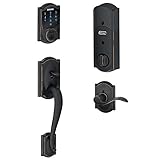 Schlage Connect Camelot Touchscreen Deadbolt with Built-In Alarm and Handleset Grip with Accent Leve
