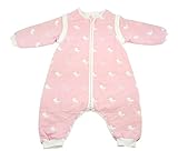 長袖 パジャマ ベビー おくるみ 袖取り外し 赤ちゃん 寝袋 通気 吸汗 保温 出産祝い-M（80cm-90cm）