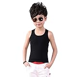 Domybest　子供服　ベビー服　タンクトップ　男の子 女の子　無地 レギュラータイプ 男児 女児 キッズ　肌着　トップス　春　夏　3色選べる　 (120（4-5歳）, ブラック)
