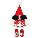 Disney Baby Girls' Hat and Sock Set Minnie 1st Christmas/ディズニー初めてのクリスマス帽子と靴下セット [並行輸入品]