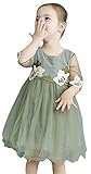 (コ-ランド) Co-land 子供服 女の子 ワンピース 花柄 プリンセス フォーマルドレス キッズ 女児 チュール ドレス 演奏会 発表会 グリーン サイズ7