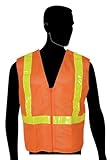 Liberty HiVizGard Polyester All Mesh Class 2 Vest with 2 Wide Reflective PVC Stripes, Large, Fluores