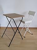 2点セット 折りたたみミニハイテーブル＆折りたたみパイプ椅子 ブラウン ホワイト ｈｄ-40177