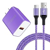急速充電器 type-c Android充電器 qc3.0充電器 18W/3A スマホ充電器 Type-C 急速充電 USB-Cケーブル 1.83m/1本 QC3.0アダプター アンドロイド充電器 タイプCコード 携帯急速充電器 Galaxy急速充電器 USB充電器 type c acアダプター タイプC電源コード USBコンセント 急速充電 USB電源アダプタ Aquos zero6 R6 sense6,Galaxy F52,Note 20 20Ultra 10 9,S22 S21 FE S20 S10 Plus,A20s A42 A50s A51 A52 A70s A71 A80 A90,Z Flip3 Z Fold3,Moto G8 Z5 Z4 Z3 Play Z2 Z Force,LG G5 G6(パープル)
