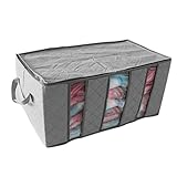 竹炭衣類ストレージボックス3層構造防塵不織布ストレージケースmulUo グレー Amzmuluo57602