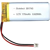 Amazon | Octelect リチウムイオンバッテリー3.7v 351743 170mah