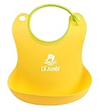 Lil Jumbl 幼児用ベビーエプロン (ビブ) イエロー お食事/ディナータイムがとっても楽しくなる ソフトなシリコン製ベビー用前掛け, よだれ掛け 赤ちゃんの食事の後片付けが超ラクになる