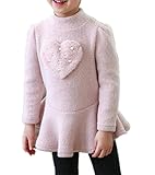 WIN 子供服 ガールズ ワンピース チュニック リボン あったか 裏起毛 入学式 入園式 卒業式 卒園式 キッズ 子供服 女の子 ガール ガールズ 礼服 (110cm, ピンク)