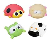 Happy Cherry 4 Pcs Baby Mini Rubber Waterproof Animal Style Floating Bath Tub Toys [並行輸入品]