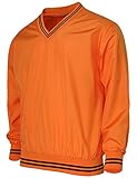 [ビシルポール] メンズカジュアルウインドブレーカーVネック風防シャツ長袖スポーツウェア-orange 2XL