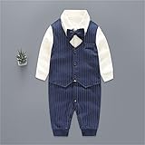 SF 赤ちゃんセレモニーロンパース 男の子 出産祝い 蝶ネクタイ 着物 ベビーフォーマル カバーオール キッズ 新生児 長袖 子供服 (73cm, 紺色)