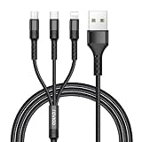 RAVIAD 3in1 充電ケーブル USB ケーブル 3A 急速充電 充電コード USB Type C ケーブル Micro USB ケーブ ル Phone 充電ケーブ ル 3台同時給電可能 Phone 16 15 14 13、Android タイプC Galaxy Kindle 等全機種対応 超高耐久 - 2M ブラック