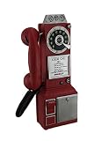 レッドレトロロータリーダイヤルPay Phone Coin Bank