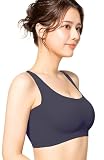 [バンビウォーター] ナイトブラ シームレス ブラジャー ノンワイヤー セットアップ可能 昼兼用 ノンワイヤーブラ スポーツブラ 脇高 (3L,グレイッシュネイビー)