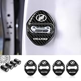ヴェルファイア 車 カー用品 ドアストライカーカバー Vellfire ヴェルファイア 専用 グッズ 30系 アクセサリー カスタム 内装パーツ, ドアロックカバー 高級鏡面ステンレス製 独創 改良式 4個セット(贈り物: タイヤ バルブキャップ) (カーボン調, VELLFIRE)