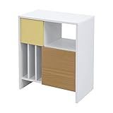 JKプラン ハッピーカラフル シンプル ラック 扉付き 2枚 幅60 奥行35 高さ73 コーディネイトしやすい シンプル家具 FHC-0004-WHNAYE