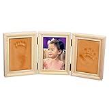 赤ちゃんの手形やフットプリント品質ウッド記念品フレームキットのためのキットデラックス鋳造NaiFeiプレシャスベイビー (古典的なコーヒーフレーム)