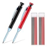 YFFSFDC 建築用シャーペン 2本 2.8mm 大工用鉛筆 木工用マーカー マーキングペン マーク用マーキングツール 建築/大工/木工/工事/スケッチ/マーク/デッサン 替え芯2色12本付き (黒, 赤)