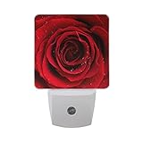 AlazaフローラルフラワーローズウォータードロップLED Night Light Dusk to Dawnセンサープラグin Night Home Decorデスクランプfor Adult