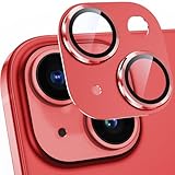 カメラフィルム iPhone14/ iPhone14 Plus用 カメラ保護 アルミ合金製 強化ガラス アイフォン14/14プラスカメラカバー キズ防止 耐衝撃 露出オーバー防止 超高透過率 あいふぉん14/あいふぉん14plus レンズカバー レッド