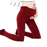 【ユウエ】マタニティパンツ スキニーパンツ 裏起毛付き 厚手 防寒対策 ストレッチ マタニティウェア 妊娠ママ ハイウエスト 調整可 012-sobo-b019(F ワイン )