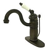 Kingston Brass KB1405PL Single Handle Mono Deck Lavatory Faucet with Retail Pop-up & Optional Deck P