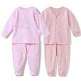 iTimes Baby ベビー服　キッズ肌着 新生児服　出産祝い　綿100％　肩開きと前開き2枚ピンクセット (80cm　18-24ヶ月)