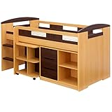 システムベッド Shelm(シェルム) 木製 高さ114cm コンパクト (ライトブラウン/ブラウン)