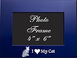 4x6 Brushed Metal Picture Frame-I love my Cat-Blue by LXG, Inc.